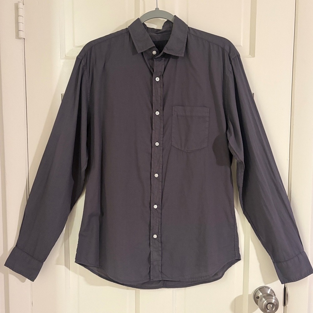 Frank & Eileen Luke Charcoal Gray Cotton Button Down Shirt XS Coastal Prep